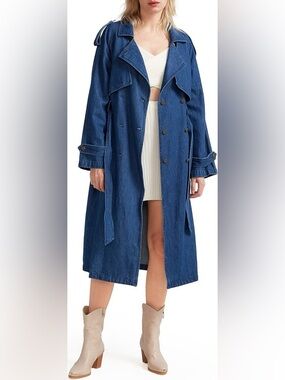 Belle and bloom Wild Skies Denim Trench Coat